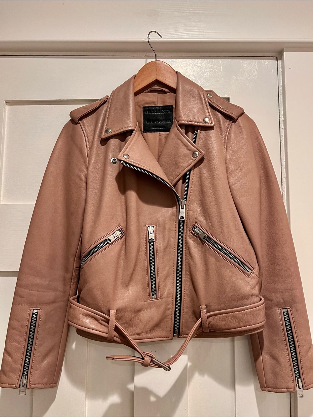 AllSaints Blush Leather Moto Jacket